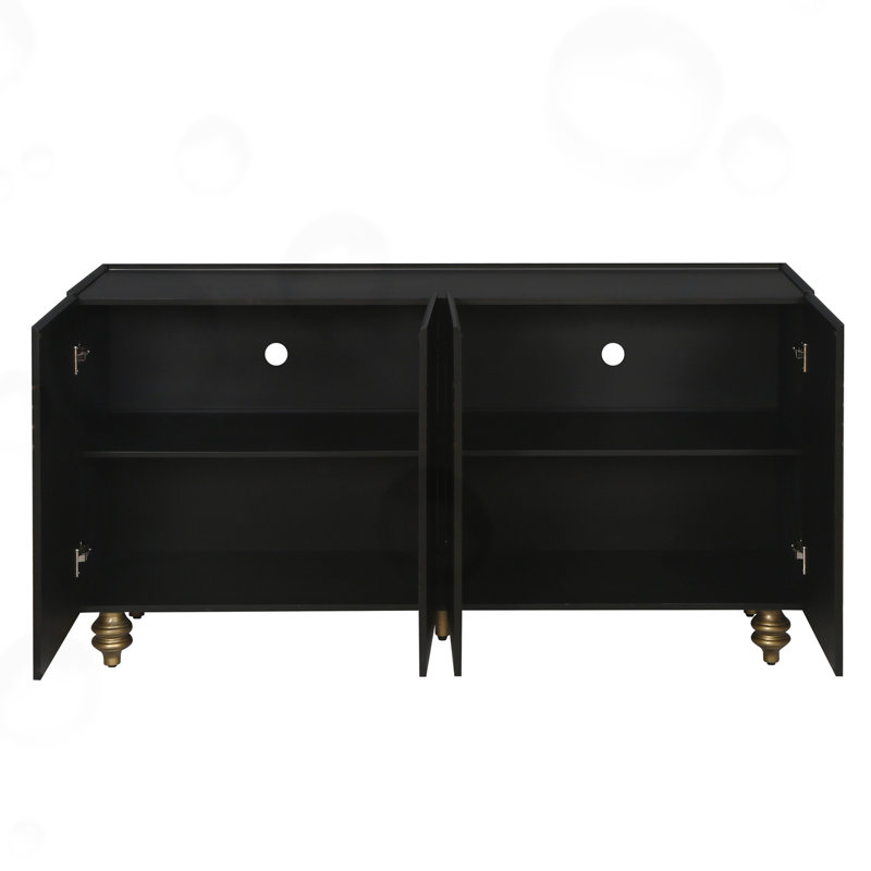 Sideboard with 4 Storage Doors + Adjustable Shelves, Black