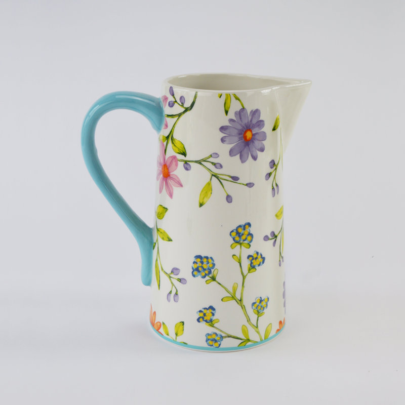 Charlotte Watercolor Floral Stoneware Pitcher
