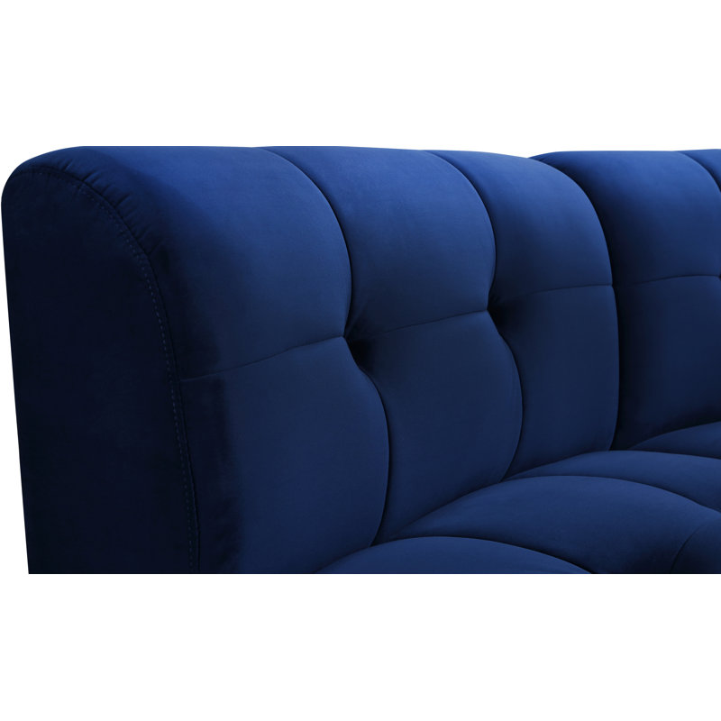 Canapé modulaire de coin symétrique en velours de 173 po de largeur Jedson, Velours marine