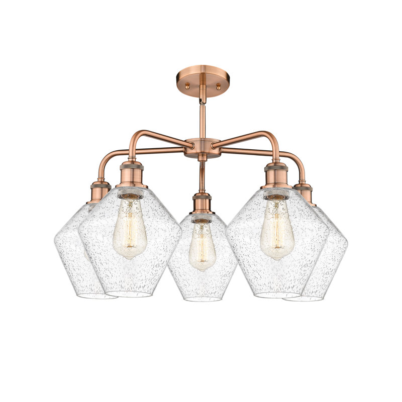 Lustre à 5 lumières, Bullé, Cuivre antique