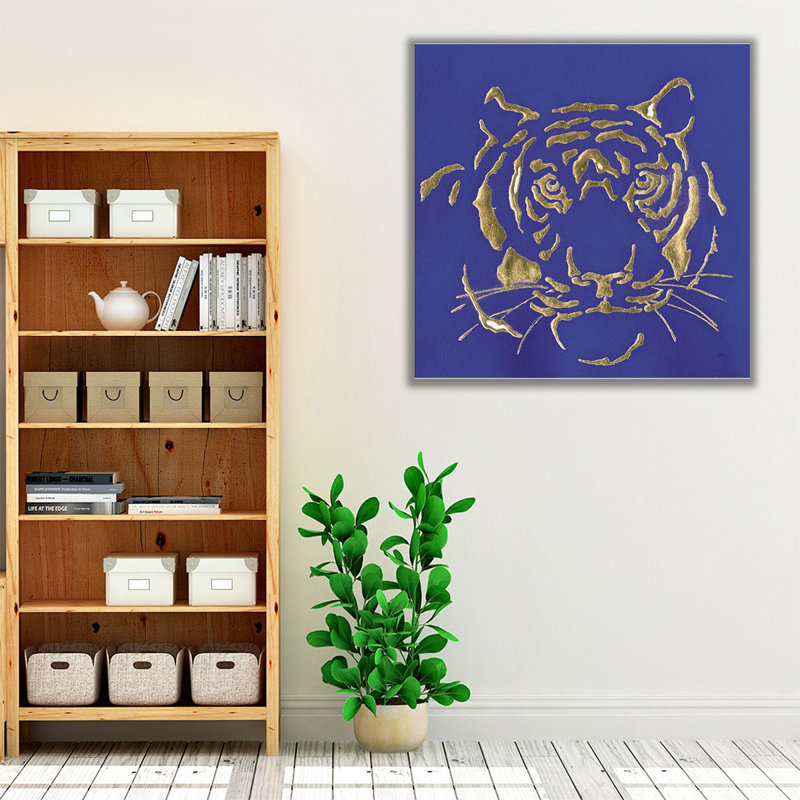 «Gilded Tiger Indigo», reproduction d'art sur toile, H 20 po x l 20 po