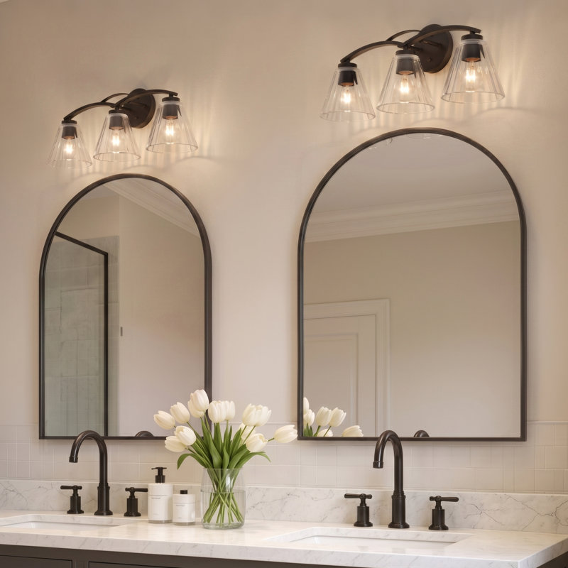 Éclairage pour salle de bain 3 lumières noir mat