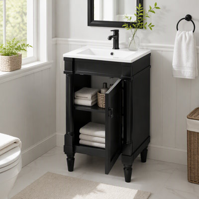 Meuble-lavabo compact avec lavabo, portes à fermeture en douceur et tablette réglable
