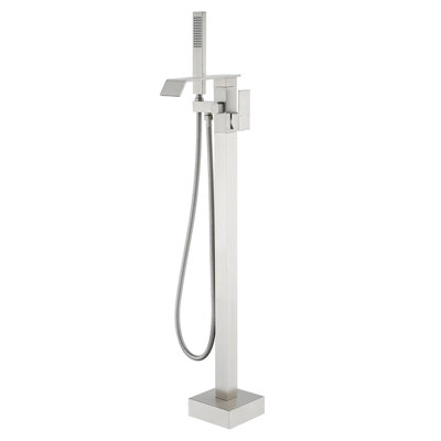 Robinet de baignoire autoportant avec douche à main Robinet de baignoire à un trou avec robinet à une poignée