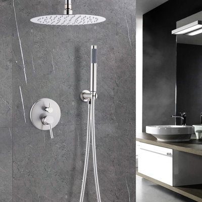 10 Inch Shower Head And Handheld In Brushed Nickel For Spa-like Faucet With Adjustable Water Flow