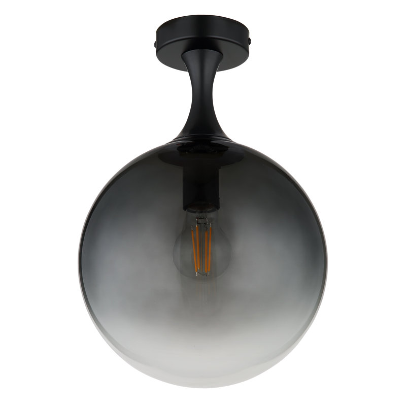 Glass Flush Mount, Matte black