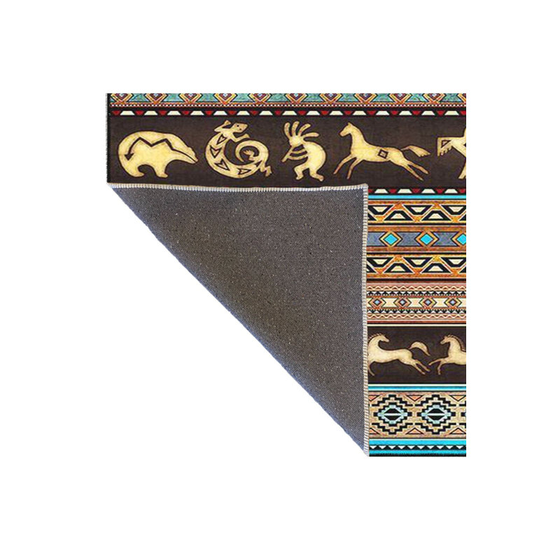 Tapis tissé à motif géométrique Bull Deer, Carré 3 pi 11 po