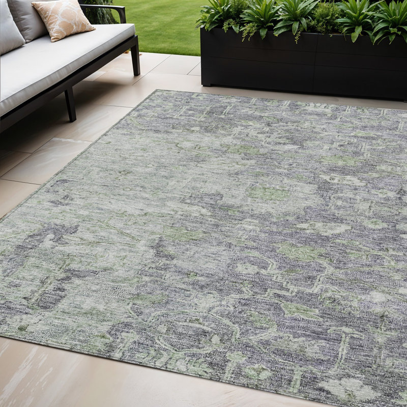Tapis oriental lavable oriental vert olive 5 pi x 8 pi