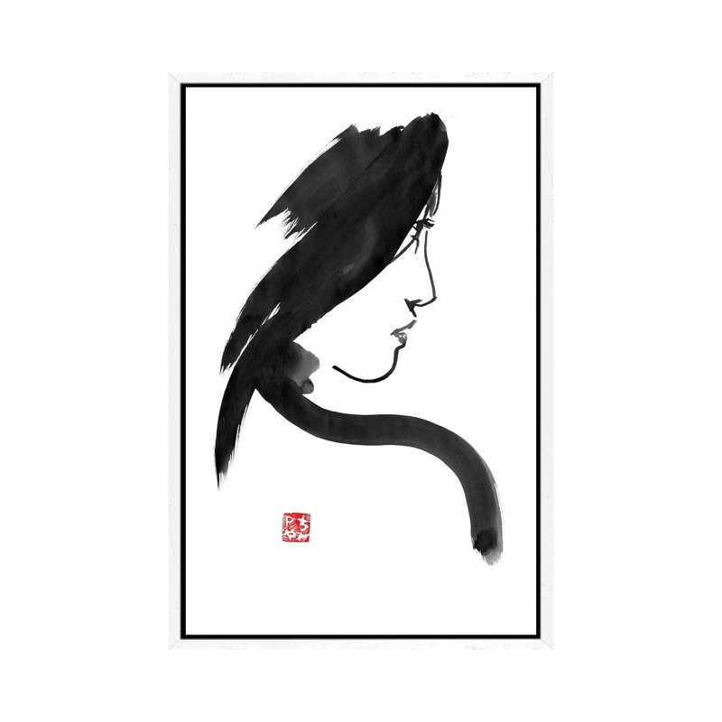 Geisha Profile by Péchane - Print on Canvas, 66.04 cm H x 45.72 cm W, White Framed
