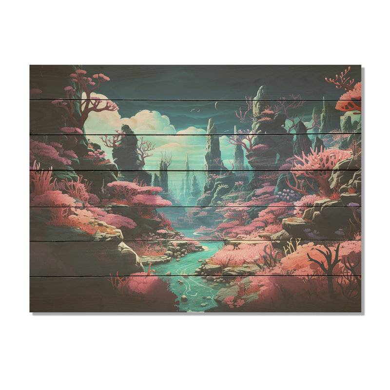 Life In Coral Reef Paradise I - Tropical côtier sur bois, H 10 po x l 20 po x P 0,78 po