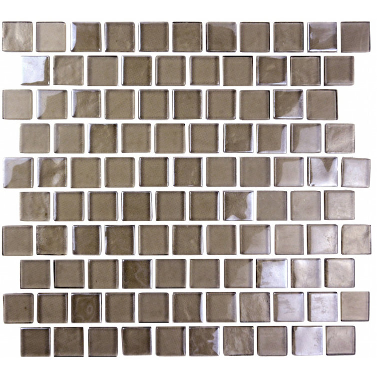 Landscape 1 in. x 1 in. Translucent Glass Plastic Face Mounted Brick Mosaic Designer Pool Tile
