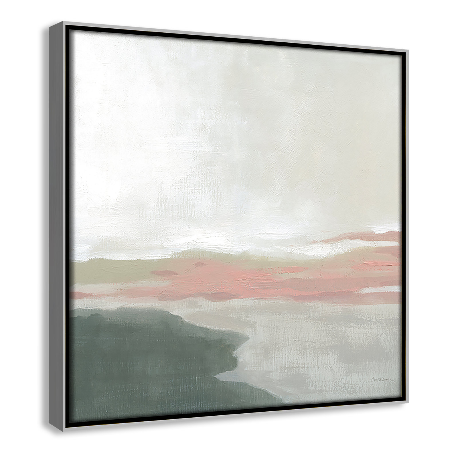 Carley "Still Lake" Painting by Carol Robinson, 13.5" H x 13.5" W x 2" D, Silver