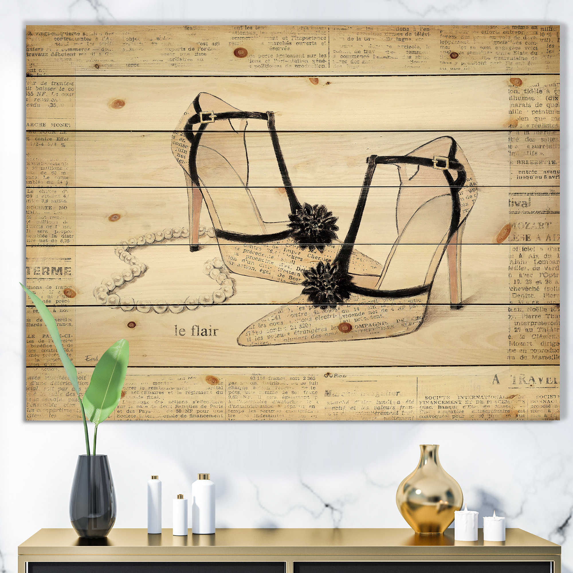 East Urban Home Chic Galm Closet III - Fashion Print on Natural Pine ...