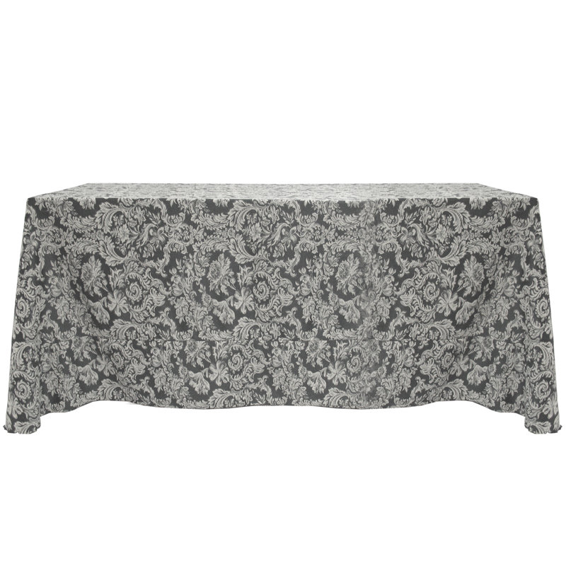 Miranda Solid Color Tablecloth, 156" x 108", Pewter Gray, 5