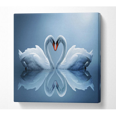 Heart Shaped Swans - Wrapped Canvas Print