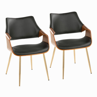 Chaises de salle à manger contemporaines avec similicuir rembourré et pieds en métal - ensemble de 2
