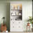 83.4"Tall Storage Bookshelf With LED Lighting, 2 Drawer And 3 Open Shelves