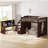 Full Solid Wood Loft Bed with Movable Desk and Shelves-1609883689-1609883703