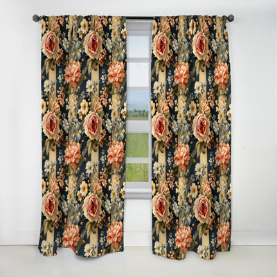 Rideau occultant rayé Peach and Blue Chic Elegance - 1 panneaux