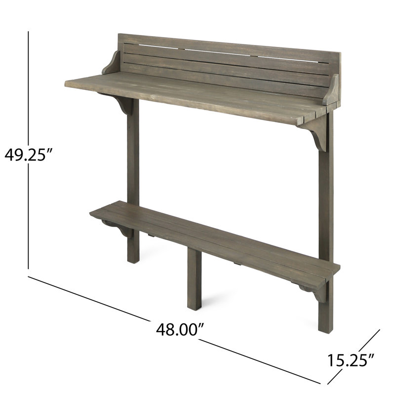 Table de balcon d'extérieur compacte - Fabrication en bois gris crée un charmant