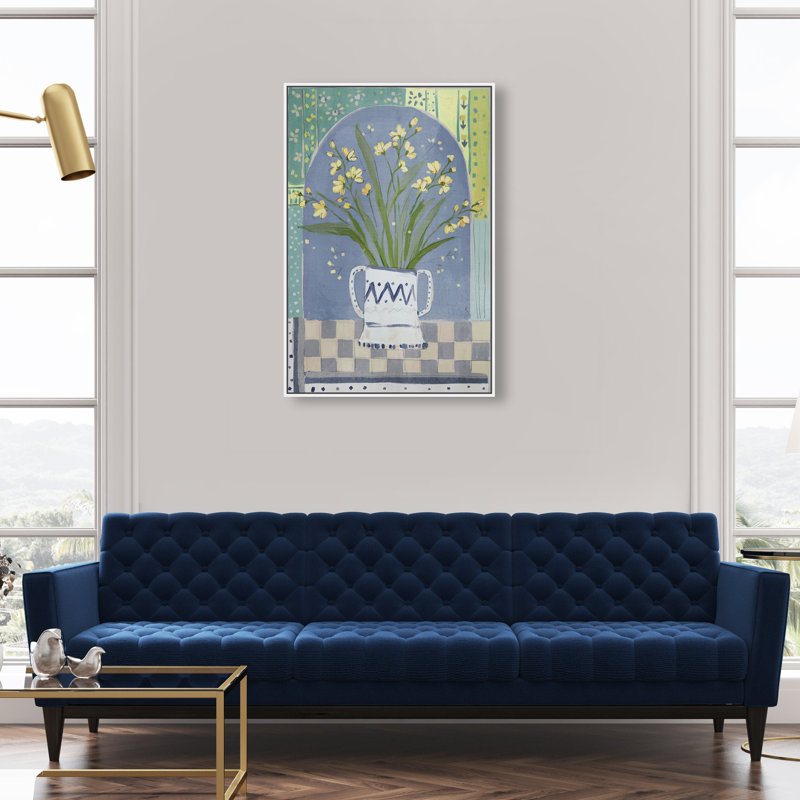 Daylilies In A Vase Print by Oliver Gal, 55"H x 37"W, White Floater Frame