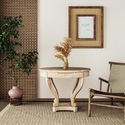 Table basse de petite taille, style, pieds courbés, finition en bois naturel, 2 tiroirs de rangement, avec placage de sapin, pour la taille de la salle à manger, aspect vieilli, bois, fabrication