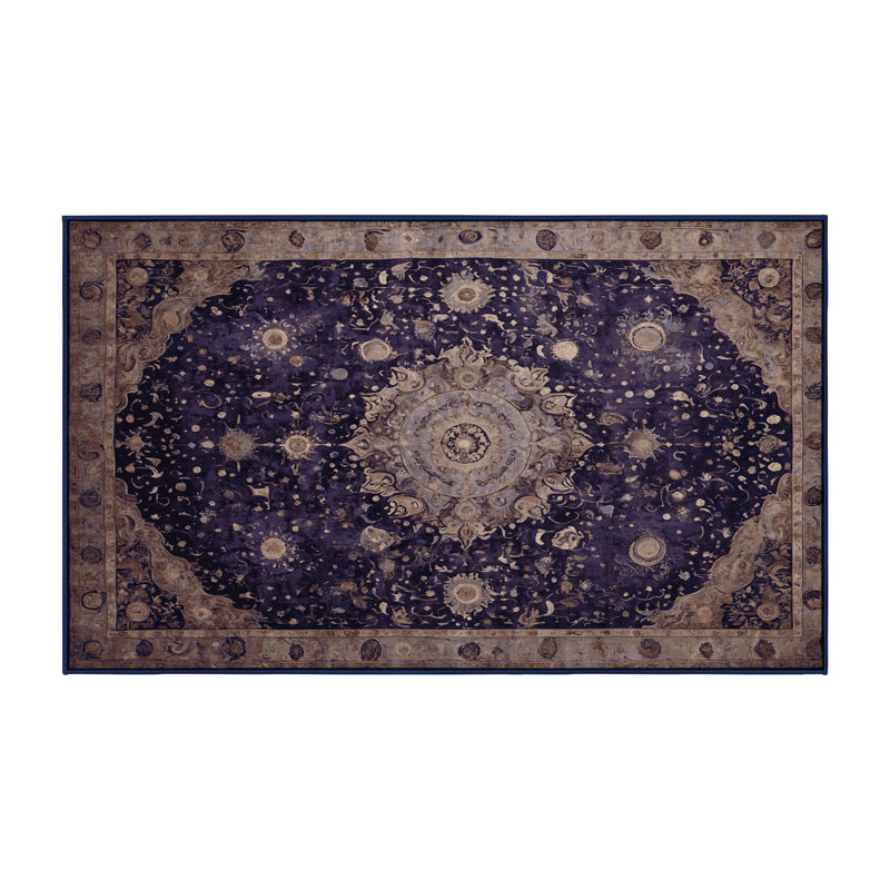 Machine Washable Purple Area Rug, Rectangle 5' x 7'