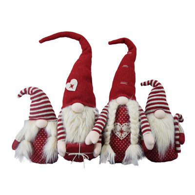 S / 4 - Tissu 21,3 x 5,5 x 25,5 po, familles de gnomes rouges