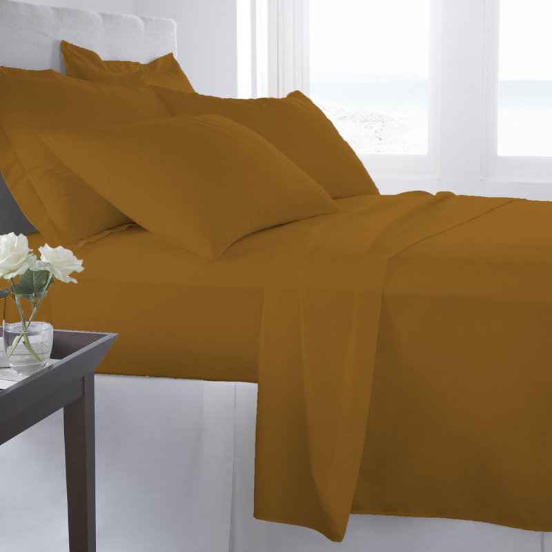 Signature Series Microfiber Sheet Set, Cal.King Sheet Set + Fitted Sheet + 2 Pillowcases, Light Brown