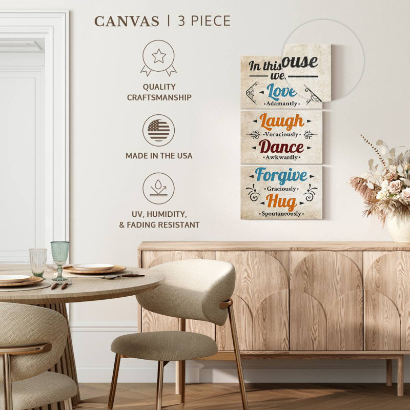 Plaque murale «Blissful Family Rules», H 38 po x l 18 po