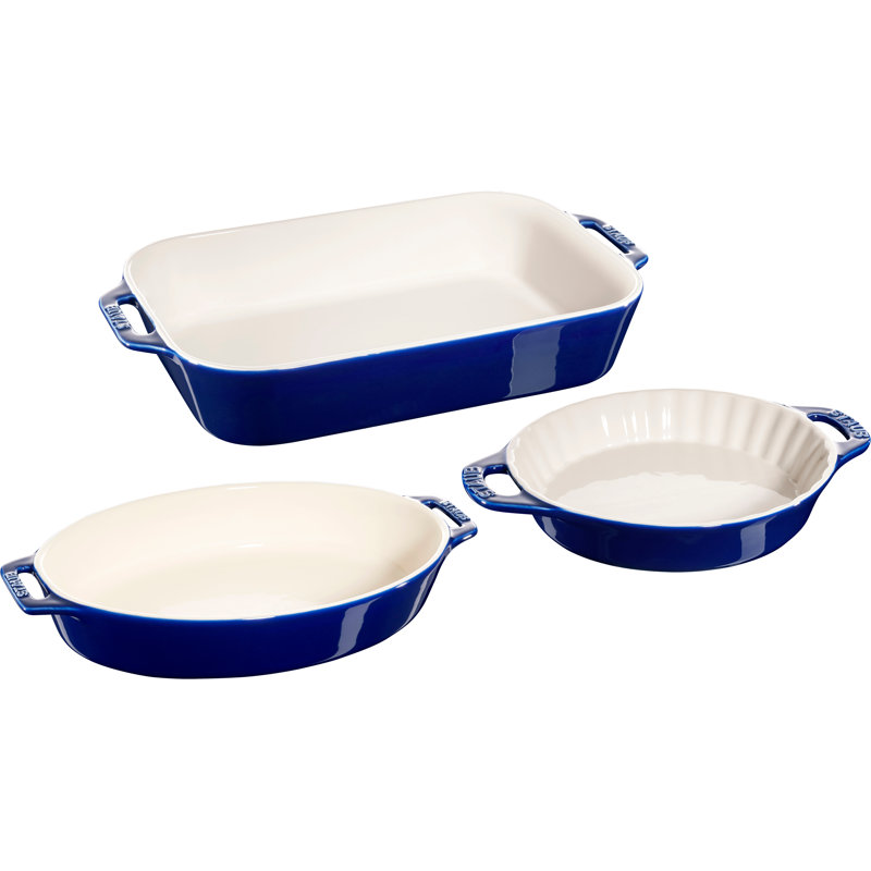 Staub Ceramics 3-piece Mixed Baking Dish Set, Dark Blue