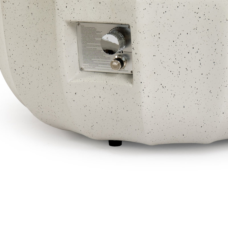 Elegant 16"H*36" W Flower Terrazzo Outdoor Fire Pit Beige Table – 50,000 BTU Propane, Includes Cover & Lid., Beige