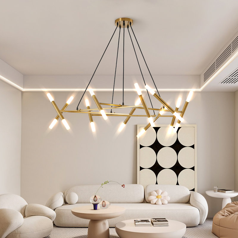 Lustre moderne 20 lumières Spoutnik, Doré