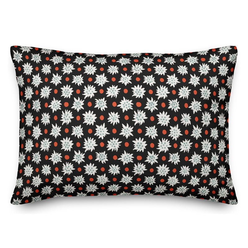 Abstract Snowflake Lumbar Pillow, Black/Red