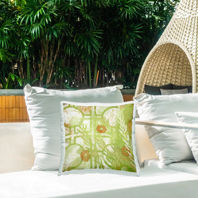 Coussin d'extérieur Green Botanical Geometric Shapes par Evelia Designs