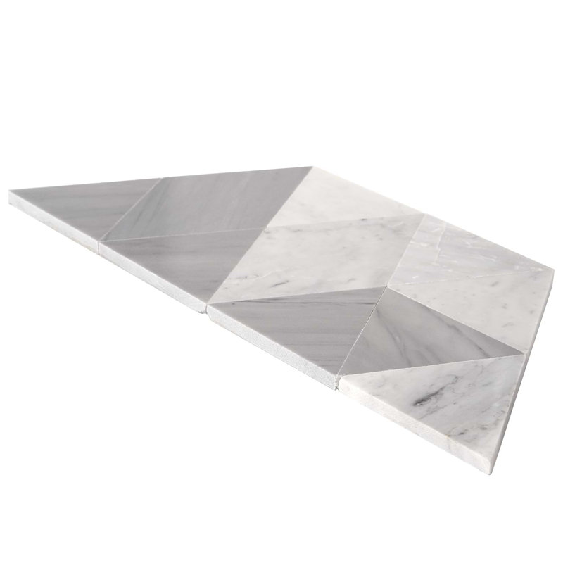 Prism 13.5 X 7.75 Marble Mosaic Tile, Grana Gray