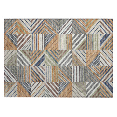 Machine Washable Indoor/Outdoor Lanphear ACN2399 Patchwork Rug