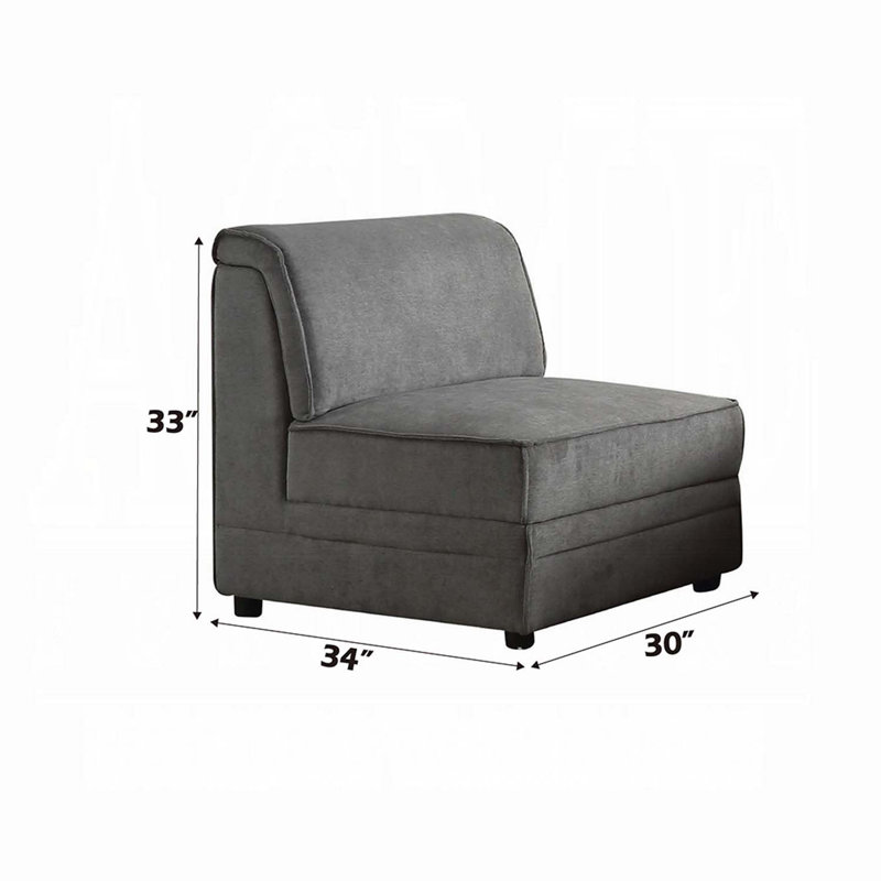 Fauteuil modulaire Bois, velours gris
