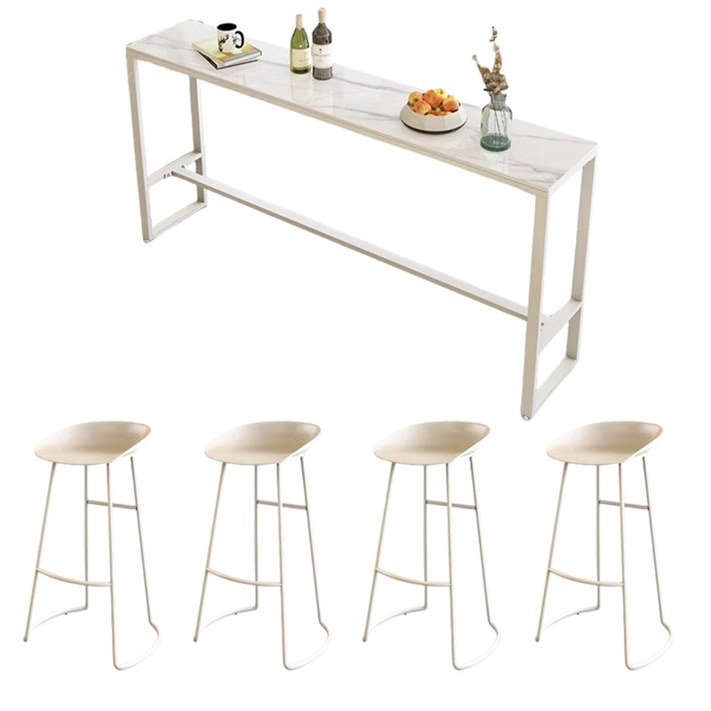 Tables et chaises de bar simples et élégantes, Blanc, Blanc, H 41,3 po x L 78,7 po x l 15,7 po
