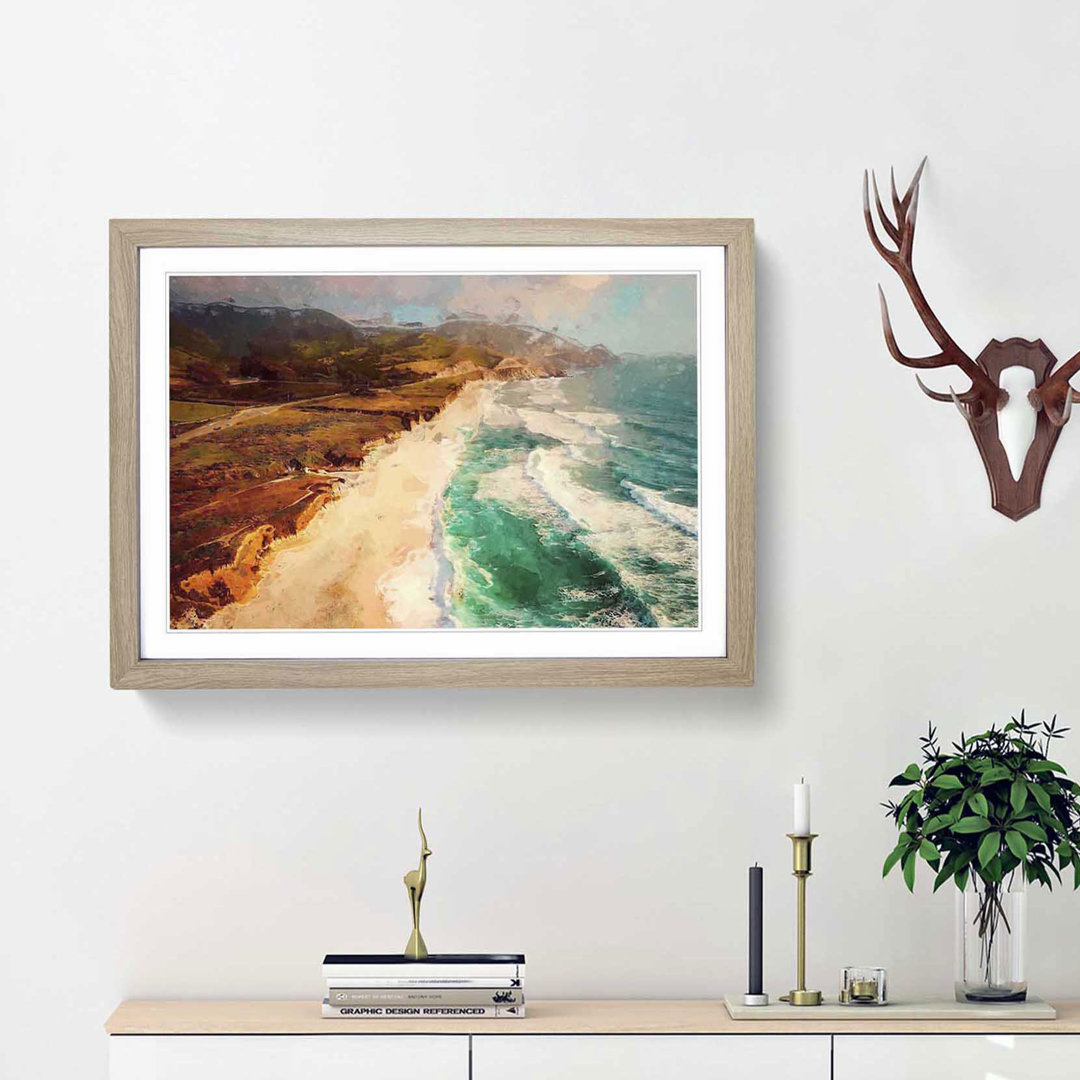 Coastline in California in Abstract - Picture Frame Graphic Art Print