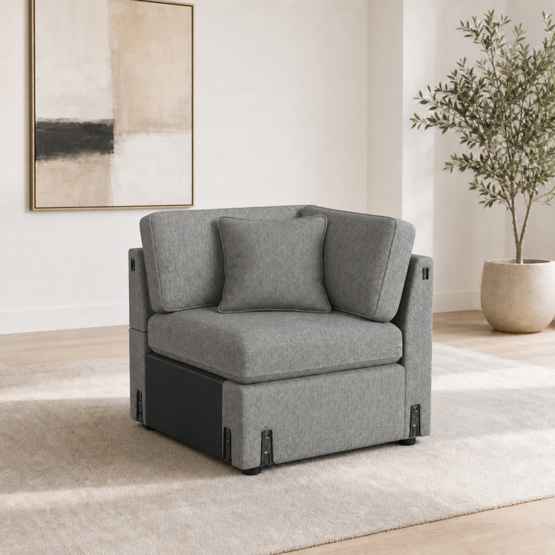 Sky Corner Seat 24" Gray With Pillow, Smoke