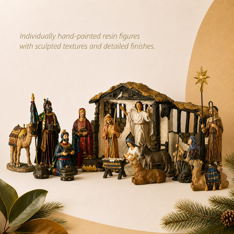 19 Piece Real Life Nativity Set 7H