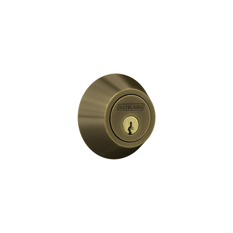 J Series Single Cylinder Deadbolt with Rosette, Antique Brass, Yes