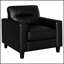 Fauteuil d'appoint élégant en similicuir noir avec accoudoirs droits, parfait pour les espaces de vie modernes et contemporains.-1107002419