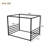 Queen Size Black Metal Floor Bed Frame with Fence Guardrails, Low Platform Modern Bed with Canopy Frame