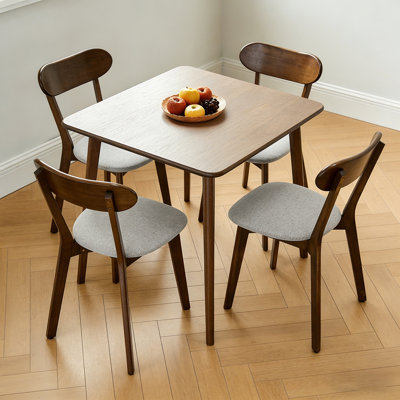 Mid Century Modern Solid Wood Dining Chairs with Upholstered Cushion and Adjustable Foot Pads