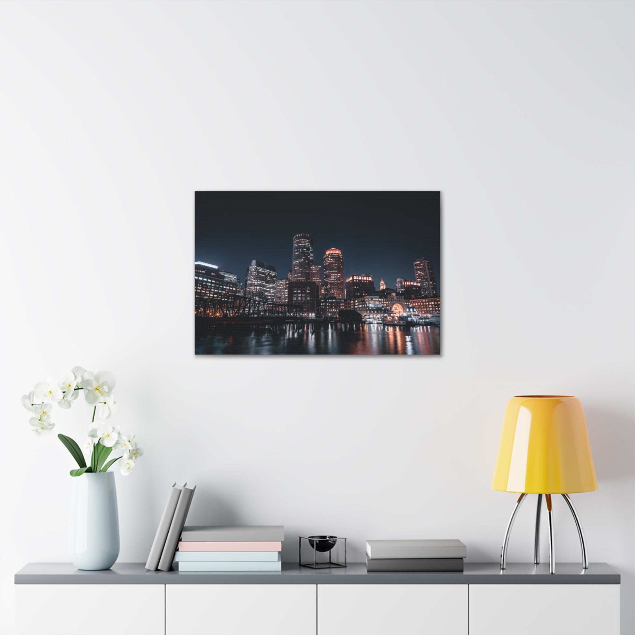 Latitude Run® Boston Night Skyline Canvas Artwork Breathtaking Stunning ...