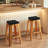 Set of 2 Square Bar Stool Cushions Linen-Like Polyester with Non-Slip Bottom & Buckle Straps