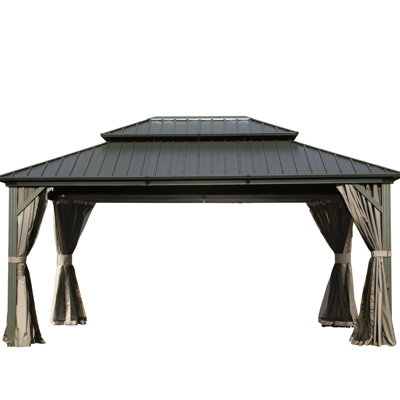 Gazebo For Deck, To Harsh Elements With Double Roof And Curtain, Deck Relaxation