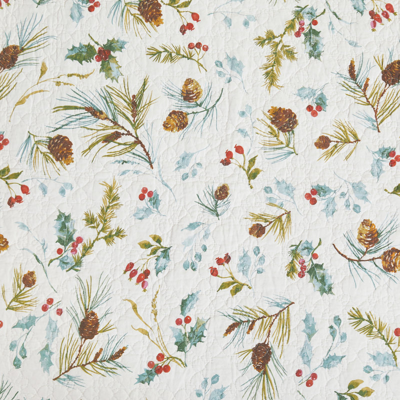 Edith White Cotton Reversible Full Quilt Set